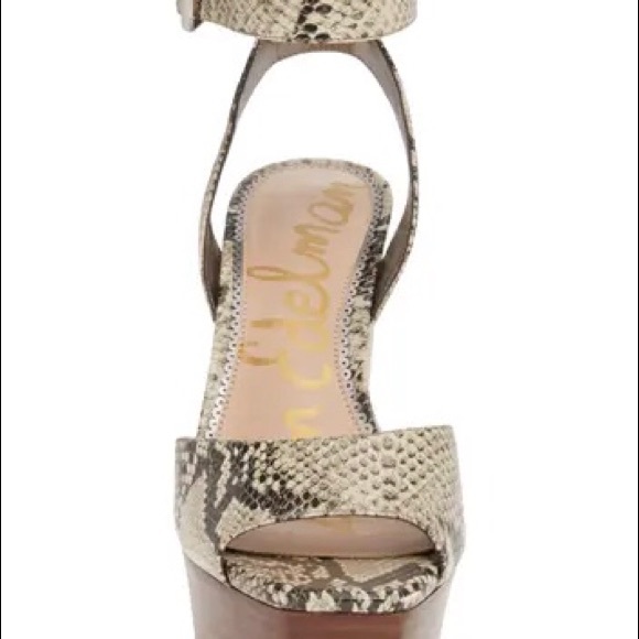 Sam Edelman Embossed Leather Platform Ankle Strap - Picture 2 of 5